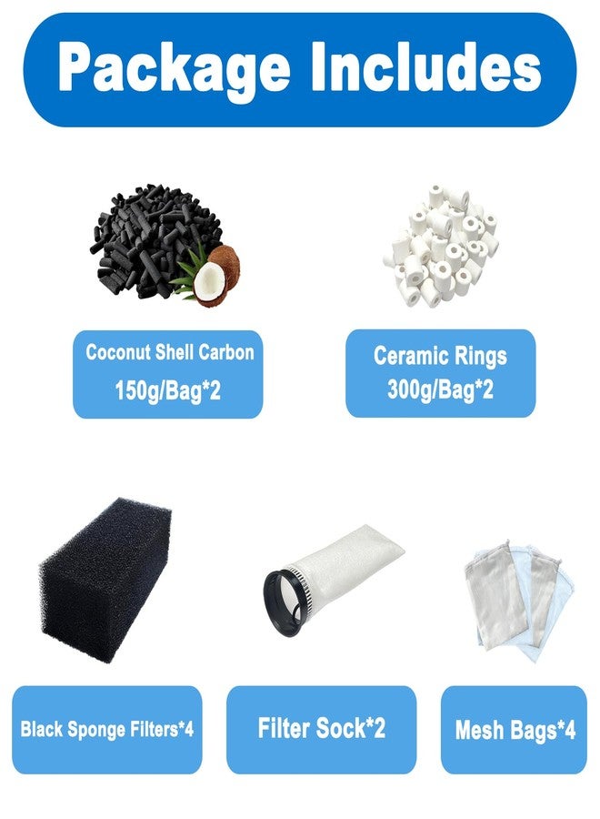 beaufan 14 PCS Filter Media Maintenance Set Replacement for Waterbox AIO 20 CUBE and AIO 25 PENINSULA Aquarium Filters, Includes 2.75 Inch Filter Socks, Carbon Pellets, Ceramic Rings, AIO Filter Sponges - Image 2